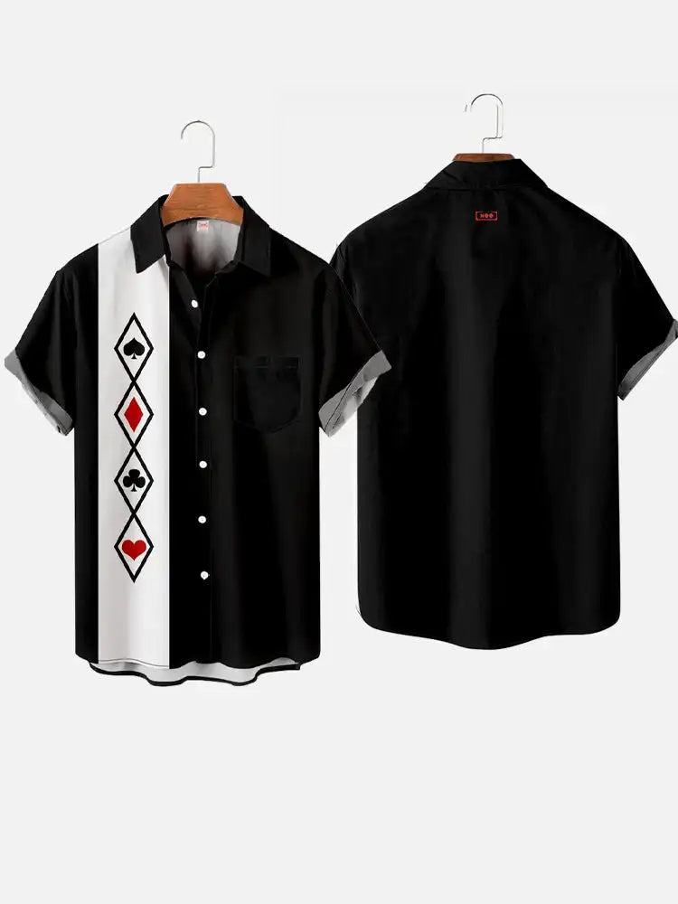Men's Casual Striped Shirts Men's Cartoon Printed Shirts