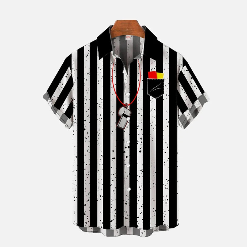 Men's Casual Striped Shirts Men's Cartoon Printed Shirts
