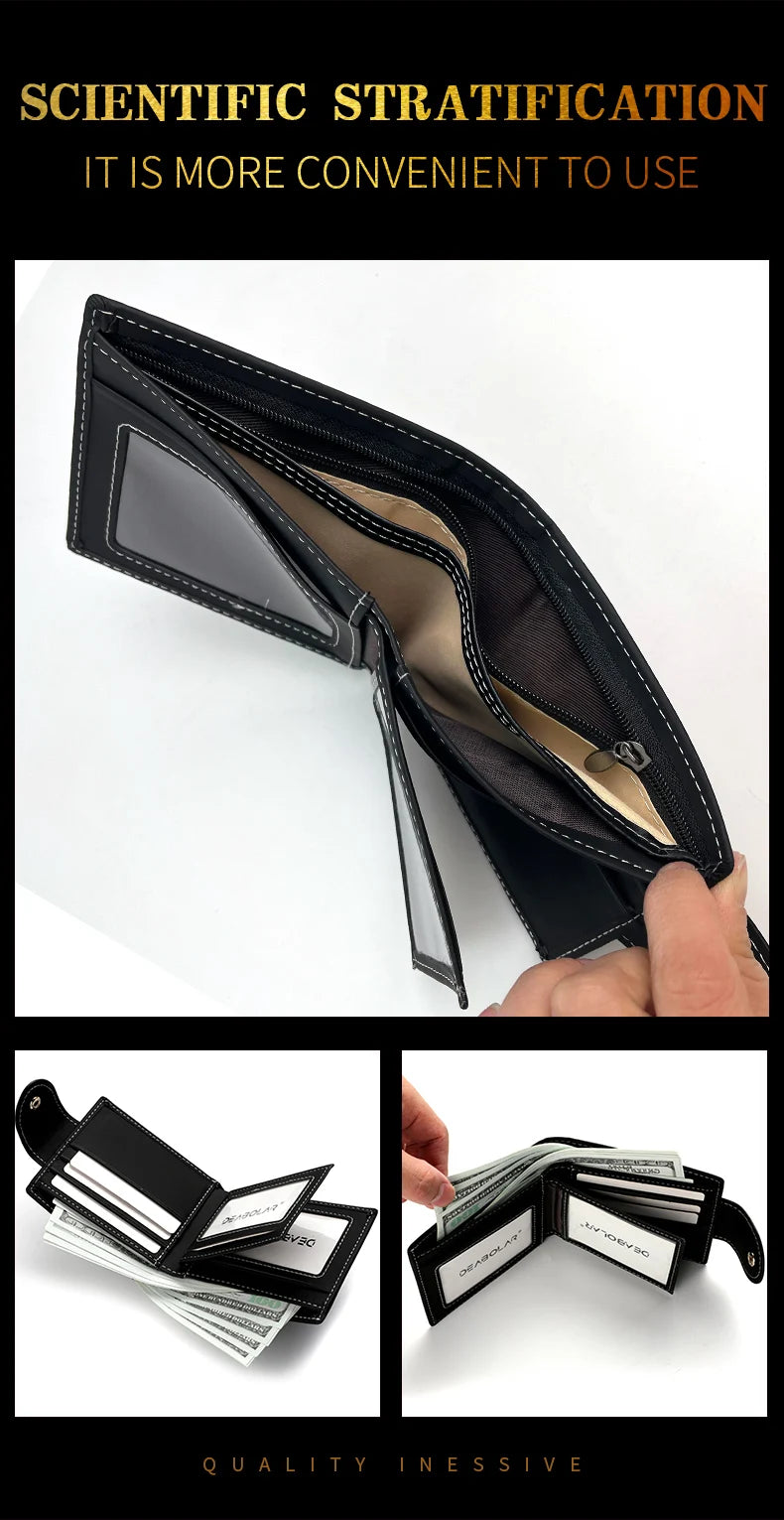 New Men's Wallet Short Multi-Function Multi-Card Slot Metal Bull Label Luxury Wallet Zipper Designer Small Slim Wallet