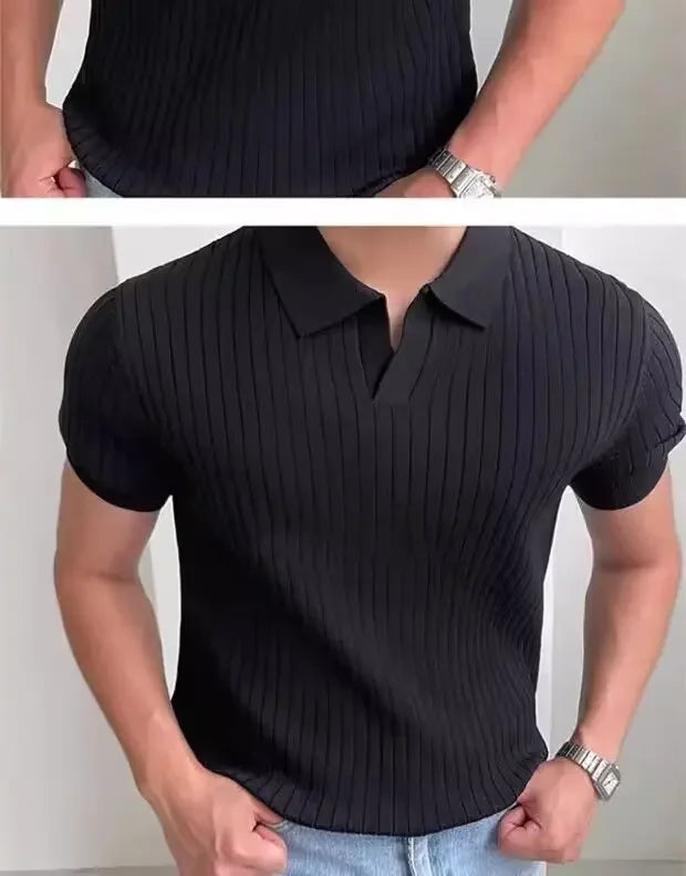 Men's Slim Polo ShirtBusiness Fashion Short Sleeve T-shirt For Mature Men