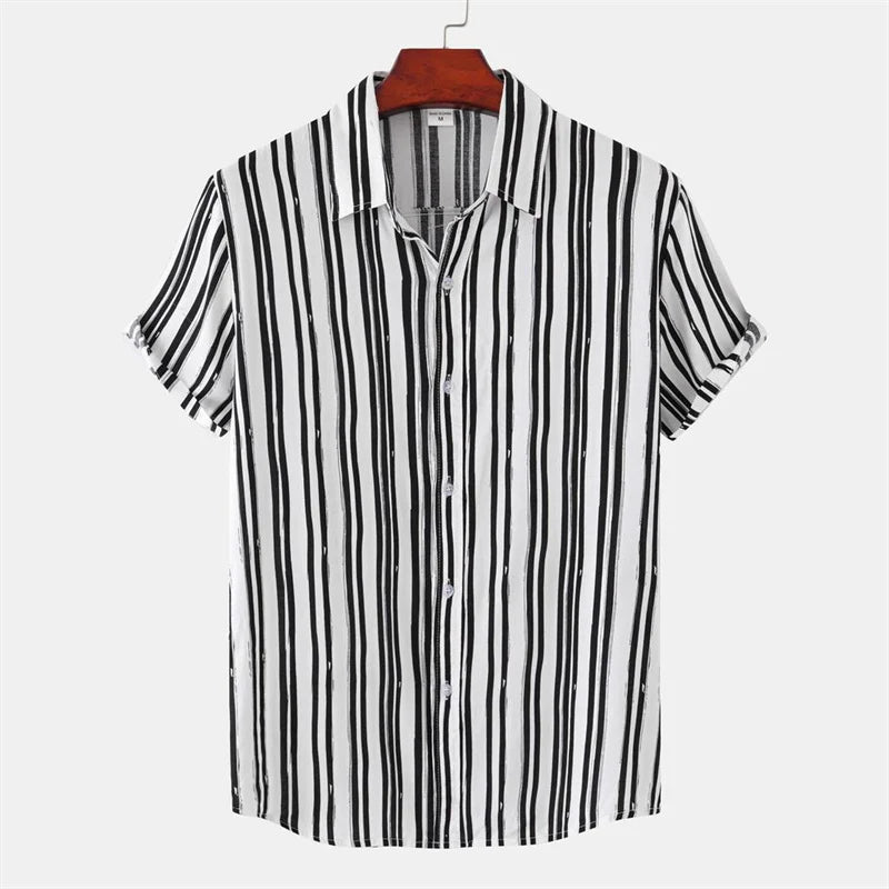 Hawaiian Fashion Black White Shirt For Men Casua