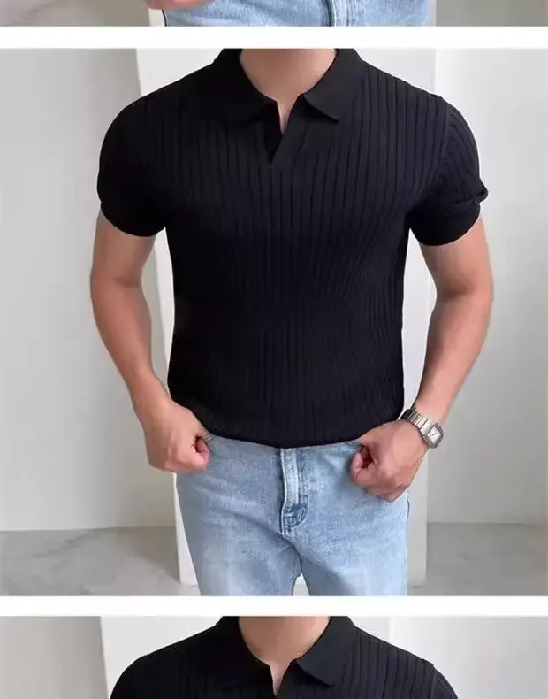 Men's Slim Polo ShirtBusiness Fashion Short Sleeve T-shirt For Mature Men