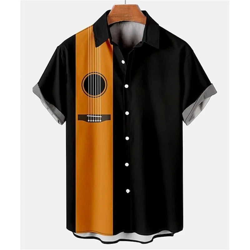 Men's Casual Striped Shirts Men's Cartoon Printed Shirts