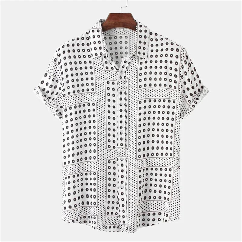 Hawaiian Fashion Black White Shirt For Men Casua