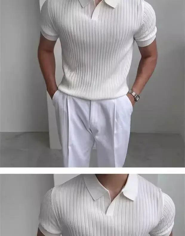 Men's Slim Polo ShirtBusiness Fashion Short Sleeve T-shirt For Mature Men