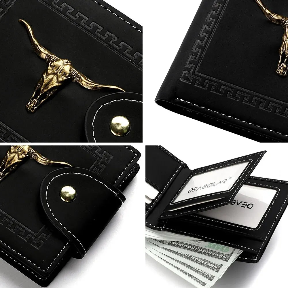 New Men's Wallet Short Multi-Function Multi-Card Slot Metal Bull Label Luxury Wallet Zipper Designer Small Slim Wallet