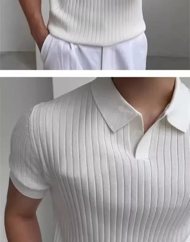 Men's Slim Polo ShirtBusiness Fashion Short Sleeve T-shirt For Mature Men
