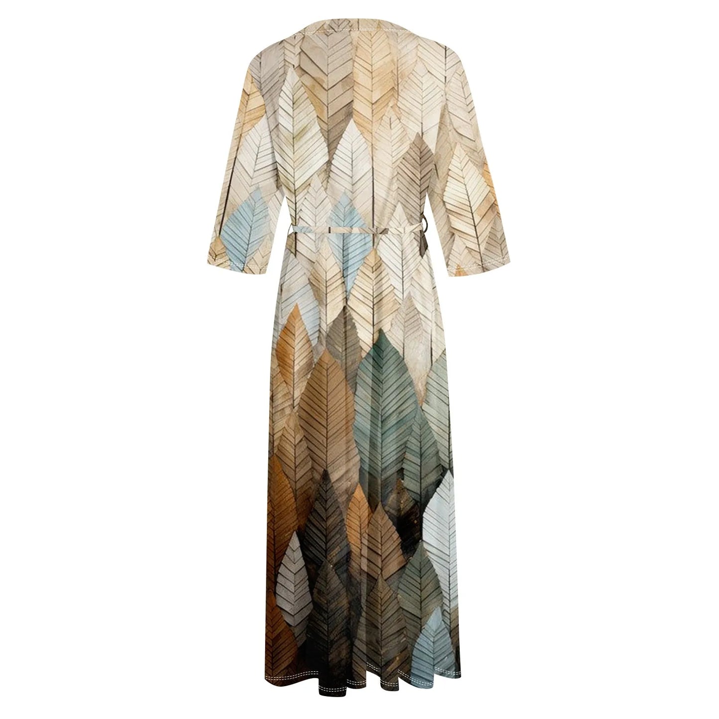 Women'S Fashion Vintage Floral Print Lapel Button Three Quarter Sleeves Strappy Dress Vestidos Verano Moda 2025 Summer Dress