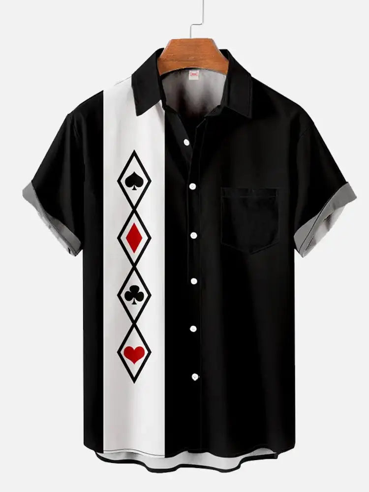 Men's Casual Striped Shirts Men's Cartoon Printed Shirts