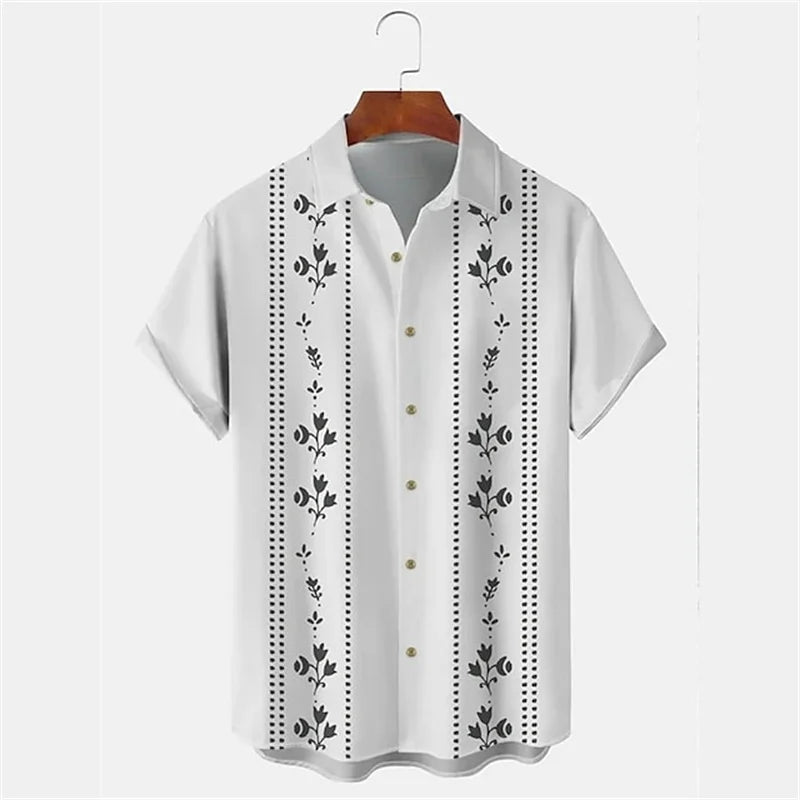 Men's Casual Striped Shirts Men's Cartoon Printed Shirts