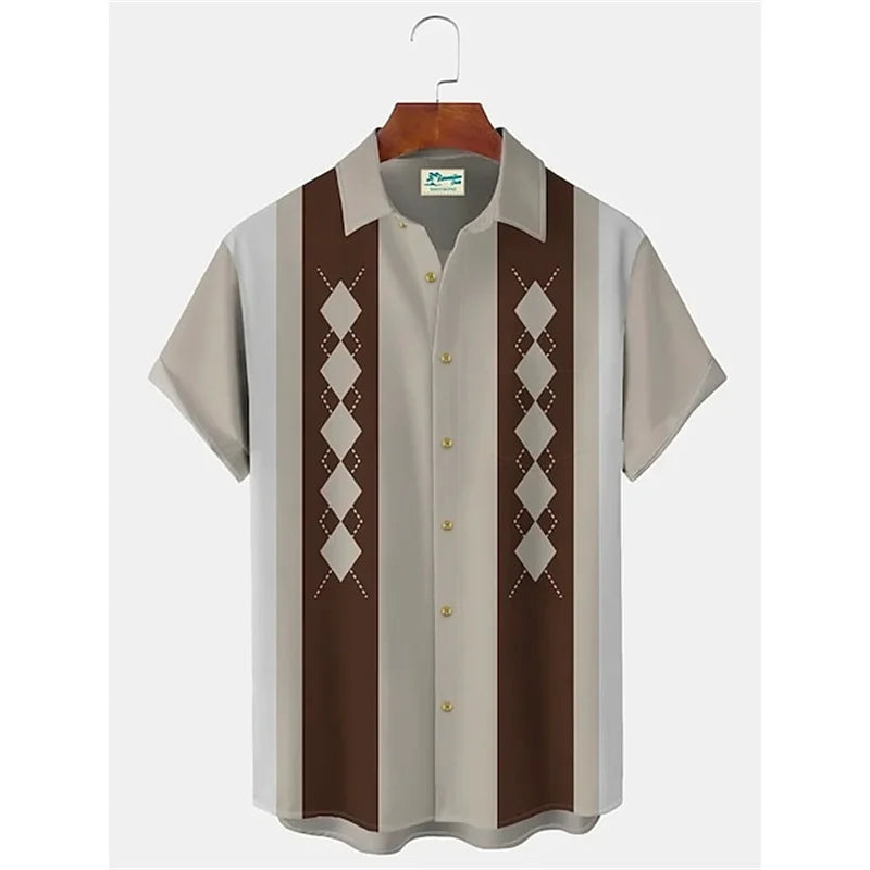 Men's Casual Striped Shirts Men's Cartoon Printed Shirts