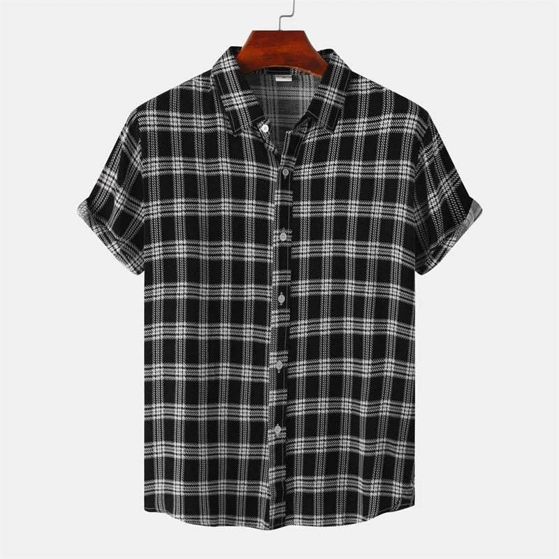 Hawaiian Fashion Black White Shirt For Men Casua