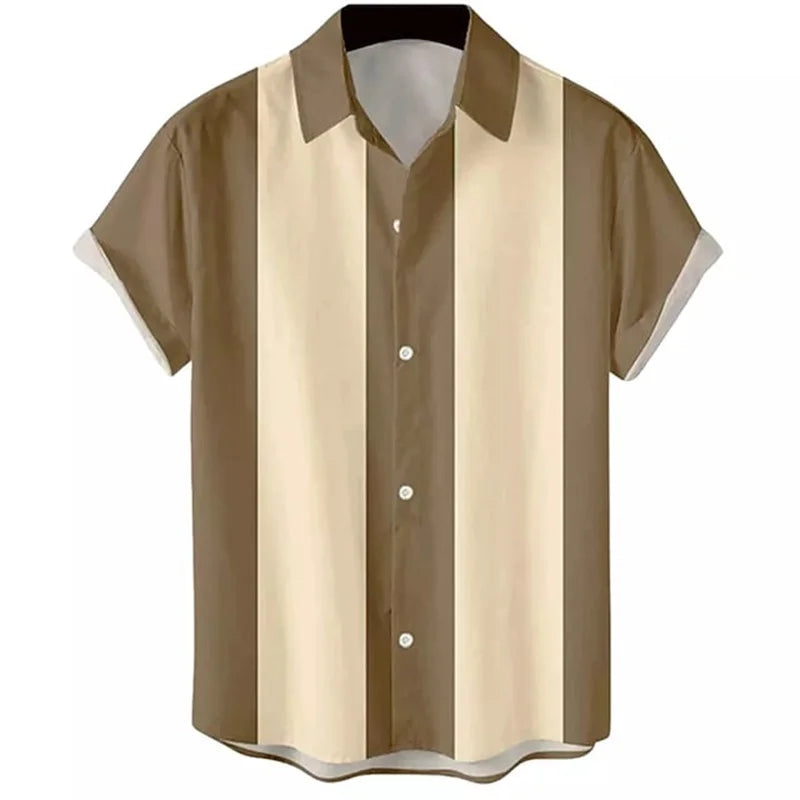 Men's Casual Striped Shirts Men's Cartoon Printed Shirts