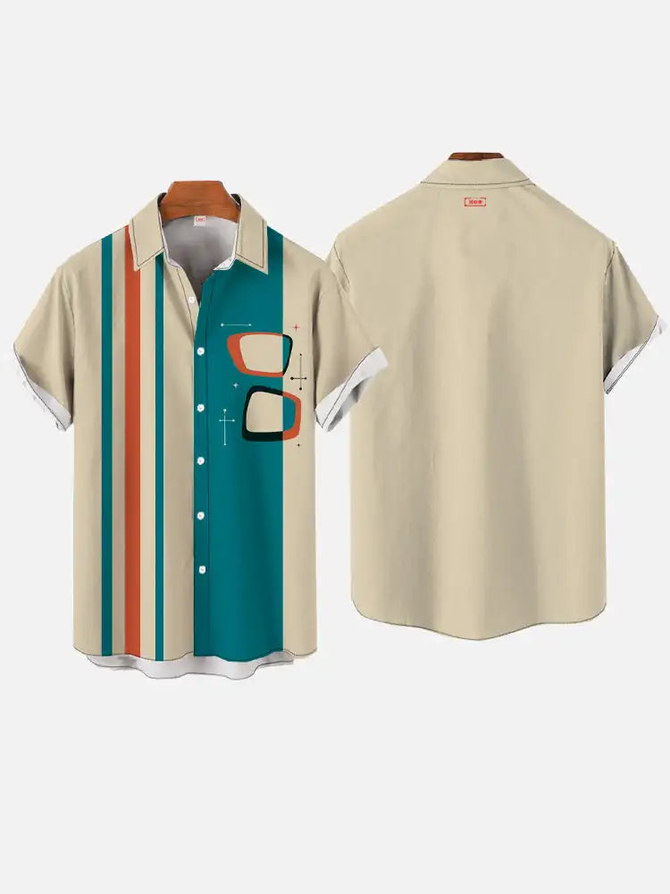 Men's Casual Striped Shirts Men's Cartoon Printed Shirts