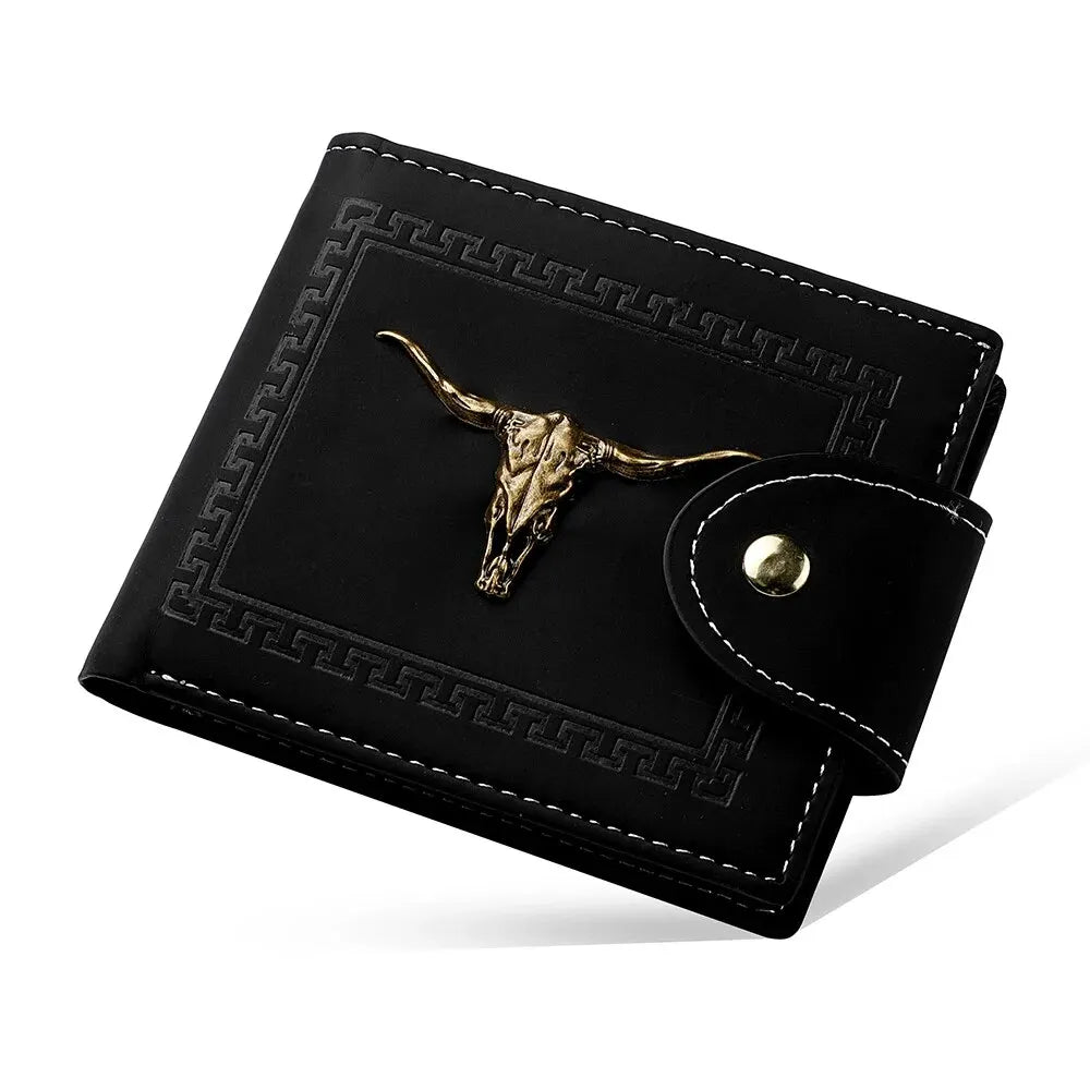 New Men's Wallet Short Multi-Function Multi-Card Slot Metal Bull Label Luxury Wallet Zipper Designer Small Slim Wallet