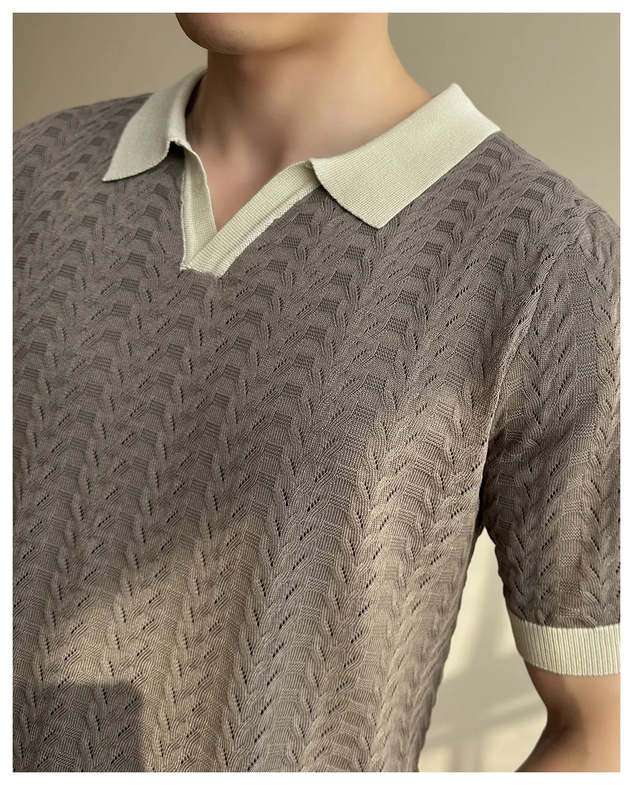 Men's 2025 Summer New Knitwear, Versatile Breathable Hollow Thin Short Sleeve Polo Shirt Fashion Plus Size Shirt Polo Shirt