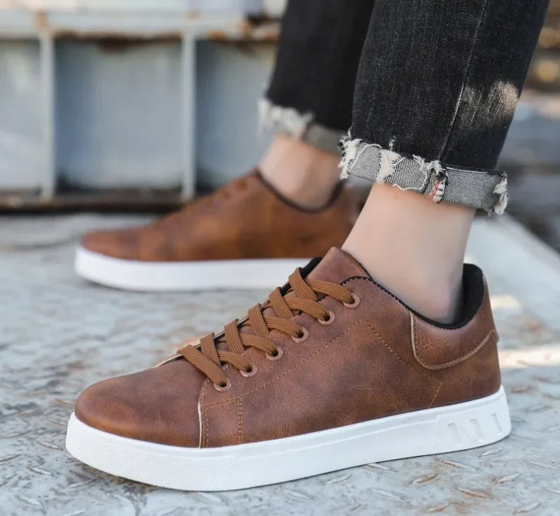 Casual Shoes  British Leather Sneakers Flats Shoes Classic Men Leather Shoes Spring Summer New Trendy All-match Platform