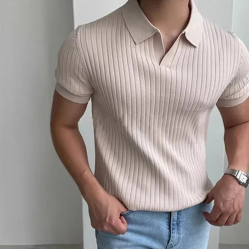 Men's Slim Polo ShirtBusiness Fashion Short Sleeve T-shirt For Mature Men