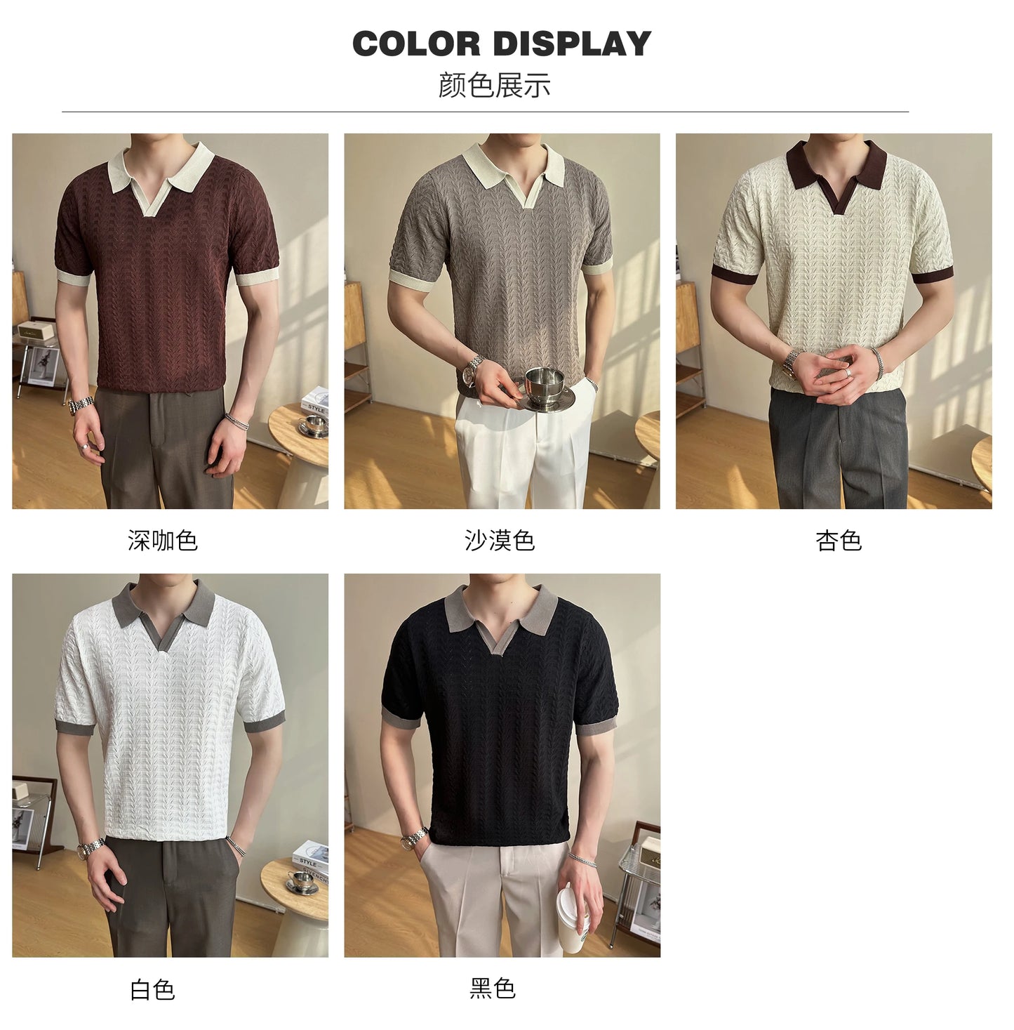Men's 2025 Summer New Knitwear, Versatile Breathable Hollow Thin Short Sleeve Polo Shirt Fashion Plus Size Shirt Polo Shirt