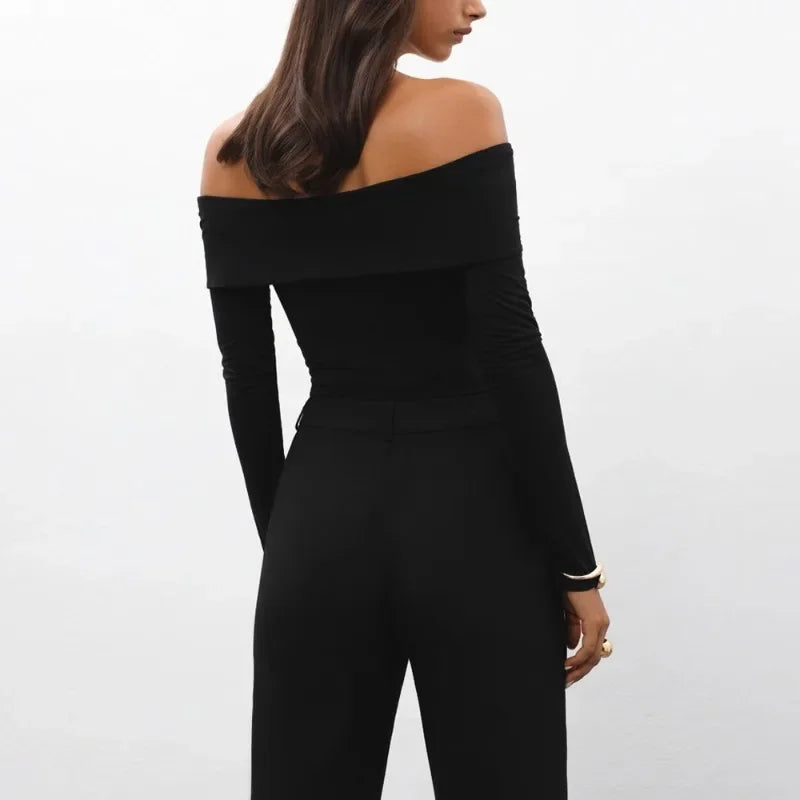 Sexy T-shirt Top Women's Pleated Long Sleeve Inner V-Neck White Slim Twist Cropped Pullover Female Tee
