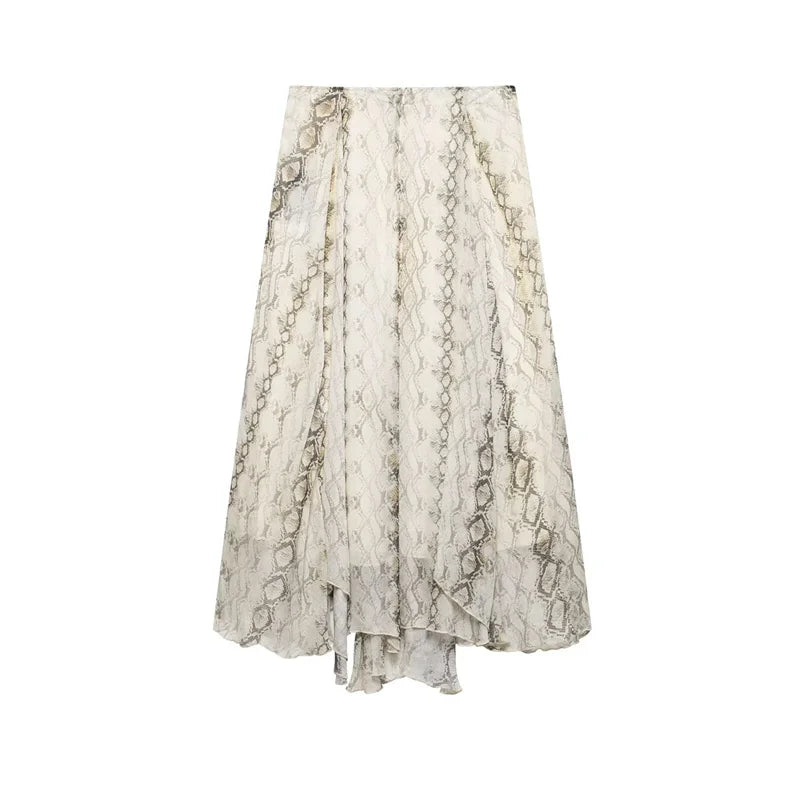 Women's Dresses Spring 2025 New Wide Hem Printed Skirt Irregular Design Personality Fashion Elegant and Versatile Beach Vacation